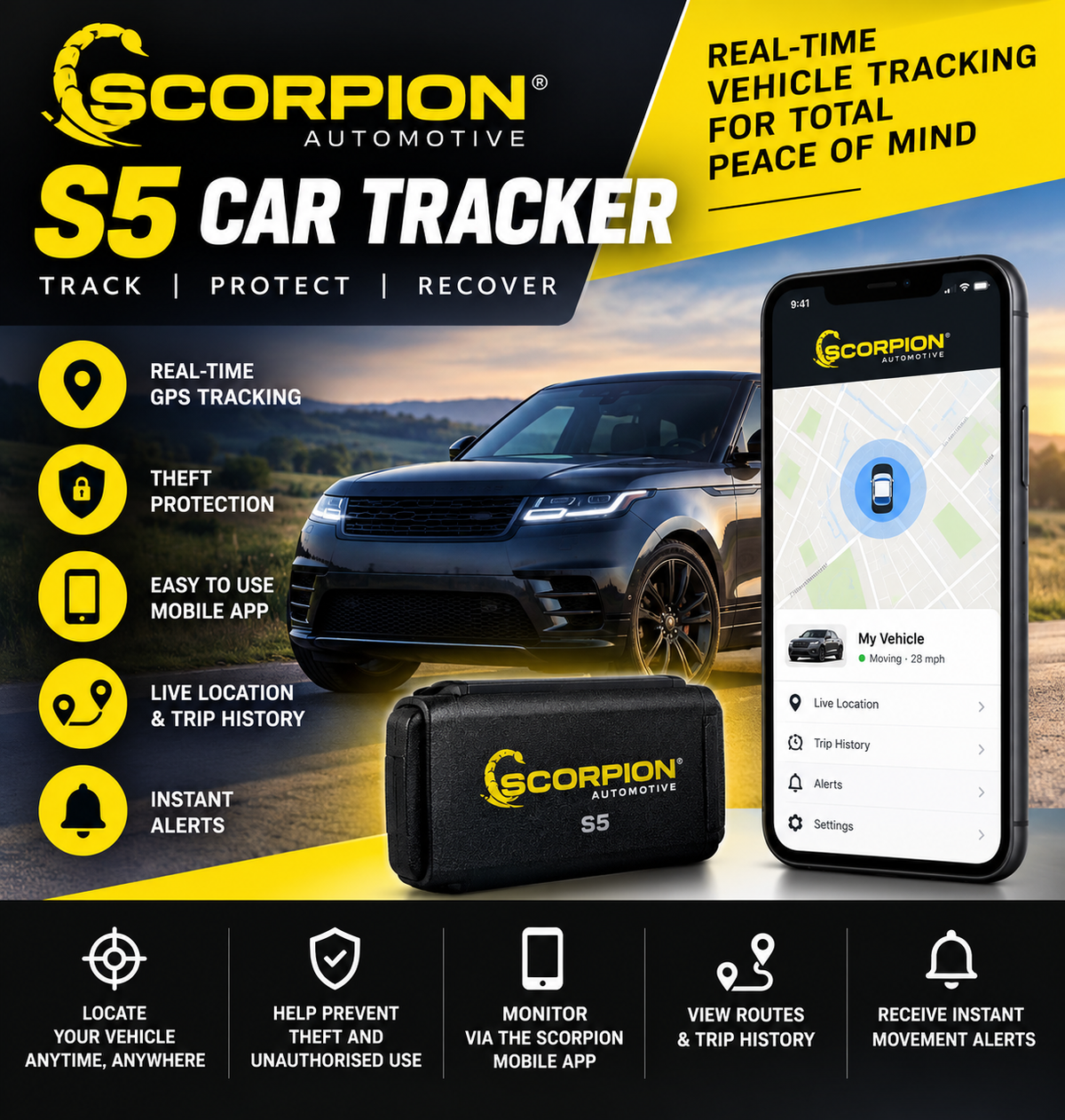 ScorpionTrack Thatcham S5 Vehicle Tracking System - Fully Installed with first year monitoring fees included